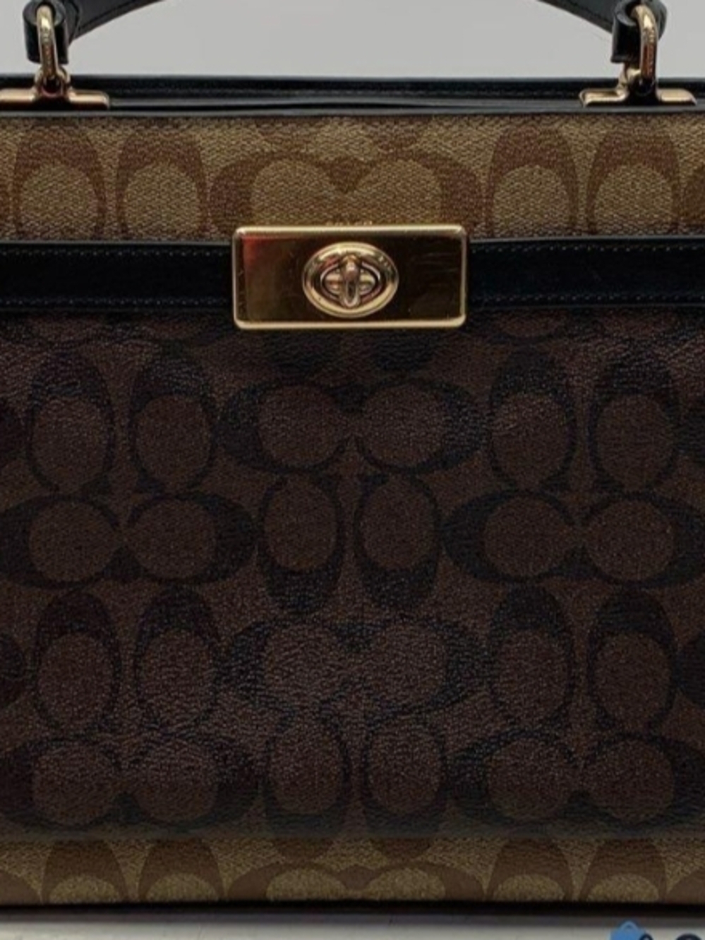 Coach Brown and Black Signature Canvas Top-Handle Satchel